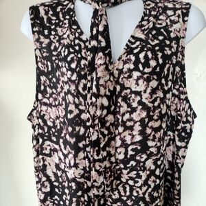 Ava &Viv Women's Floral-Print Tie-Neck Top Plus Size 4X Career Office Casual